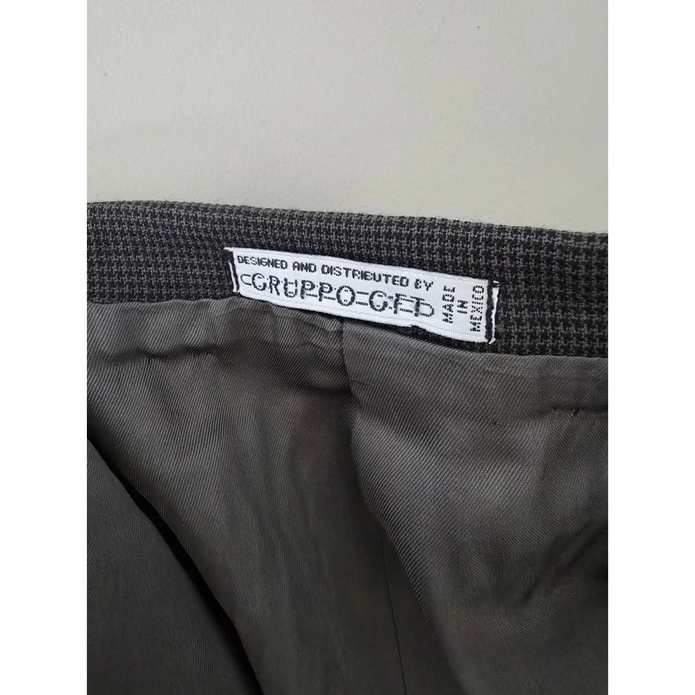 Andrew Fezza 2 Piece Suit Mens 46 L Black Houndstooth Blazer Pants 38X32‎ Wool